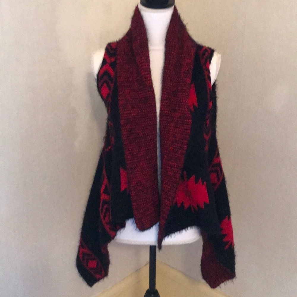 NWT Pretty Angel Black & Red Navajo Design Vest